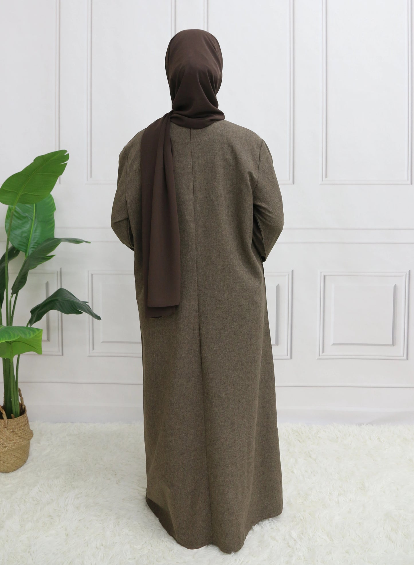 Muslim Abaya Hoodless One Piece Prayer Dress for Women with Belt Basics