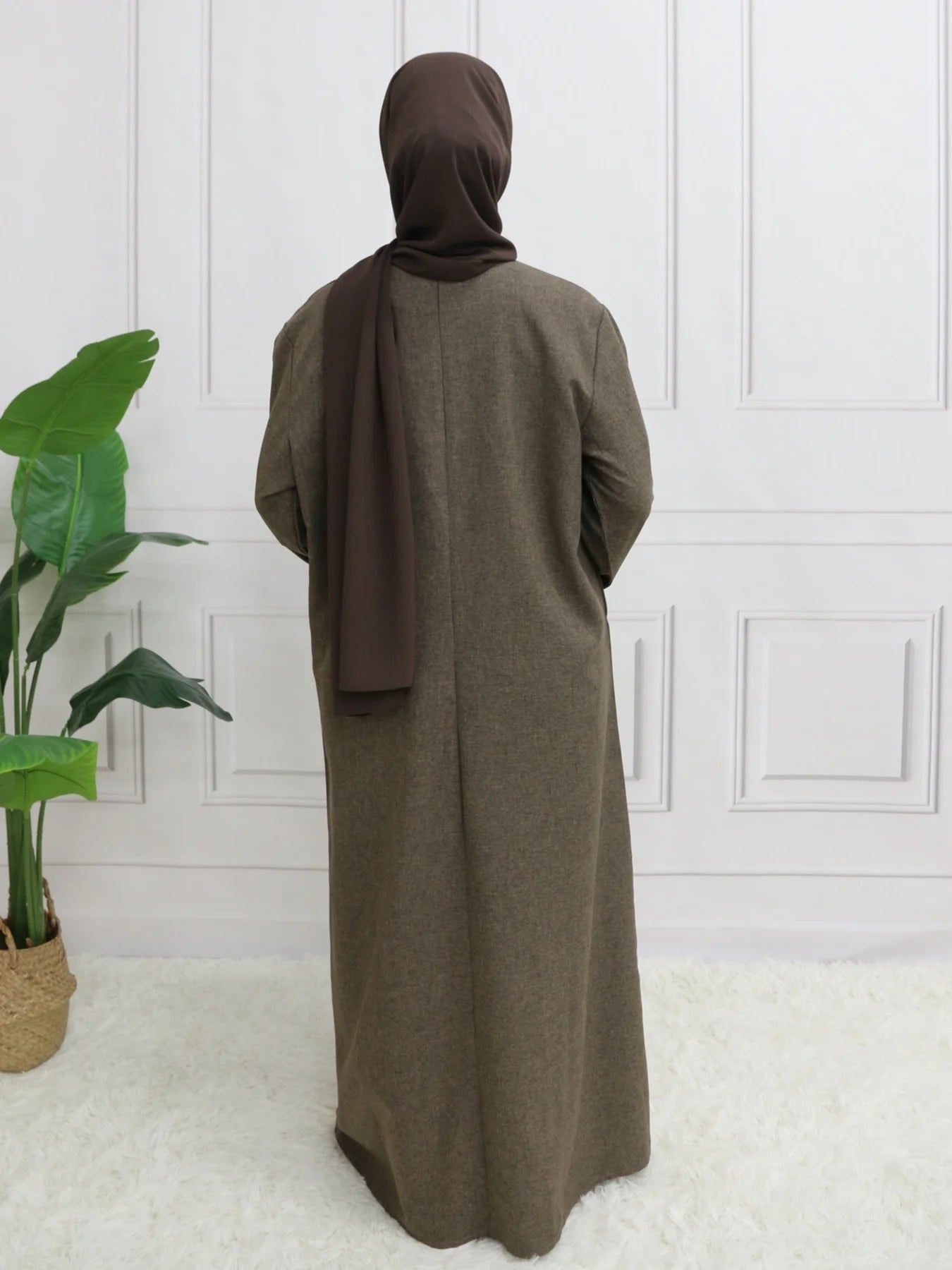 Muslim Abaya Hoodless One Piece Prayer Dress for Women with Belt Basics