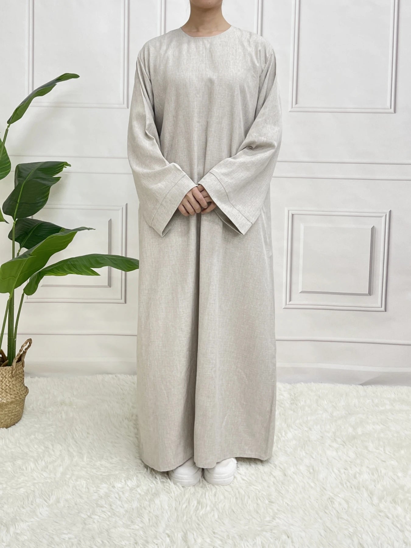 Muslim Abaya Hoodless One Piece Prayer Dress for Women with Belt Basics