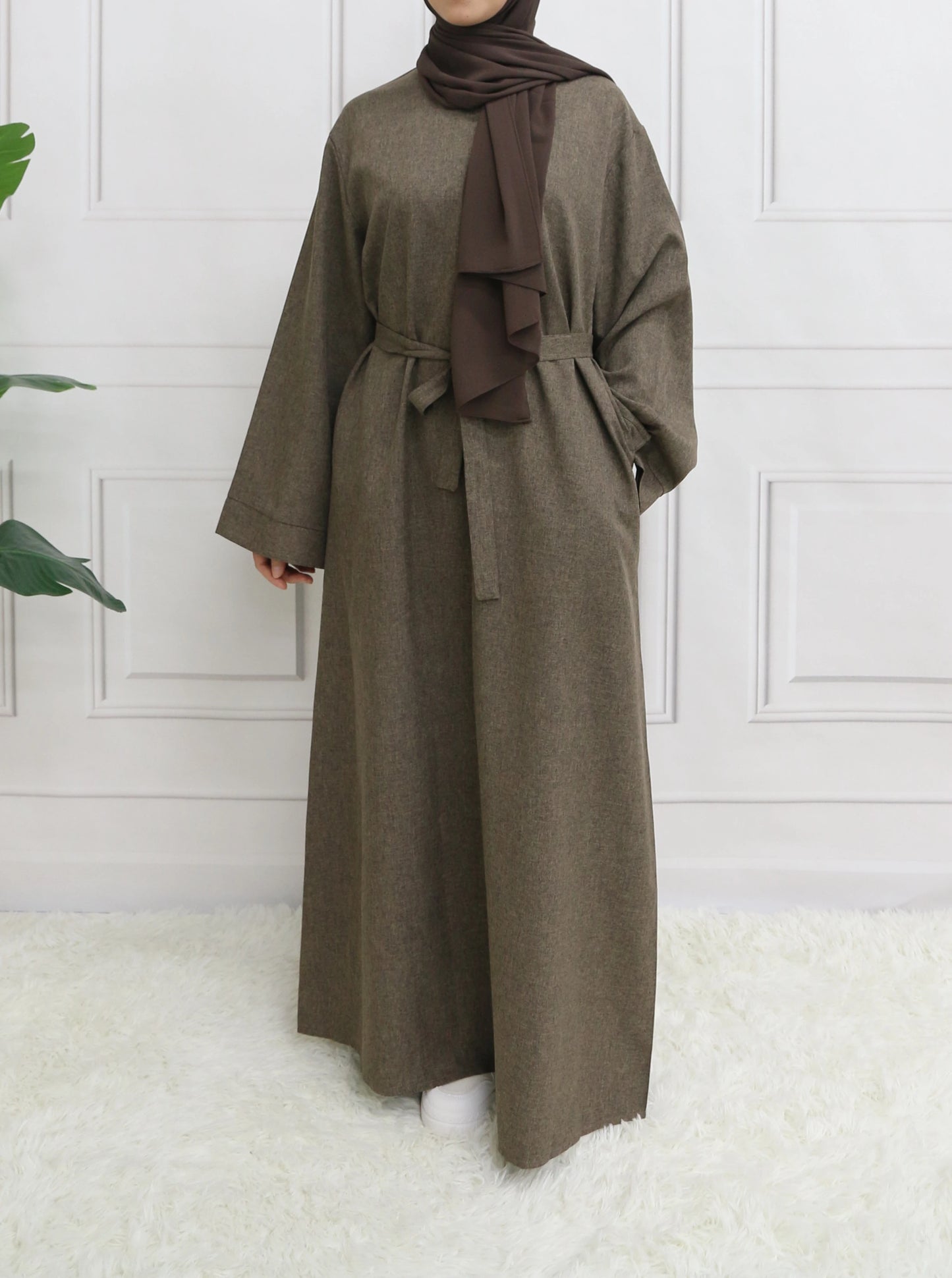 Muslim Abaya Hoodless One Piece Prayer Dress for Women with Belt Basics